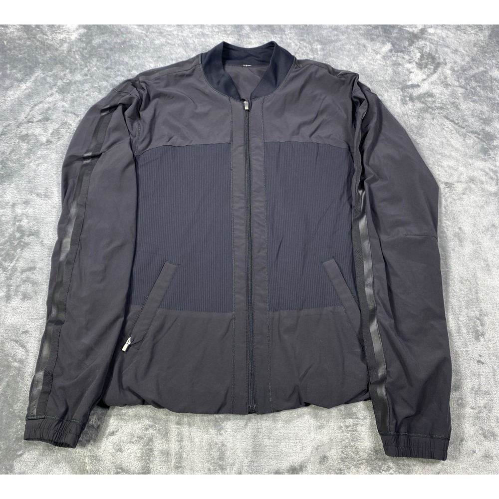 Lululemon Windbreaker Jacket‎ Mens Small Black Henley Full Zip Running Athletic